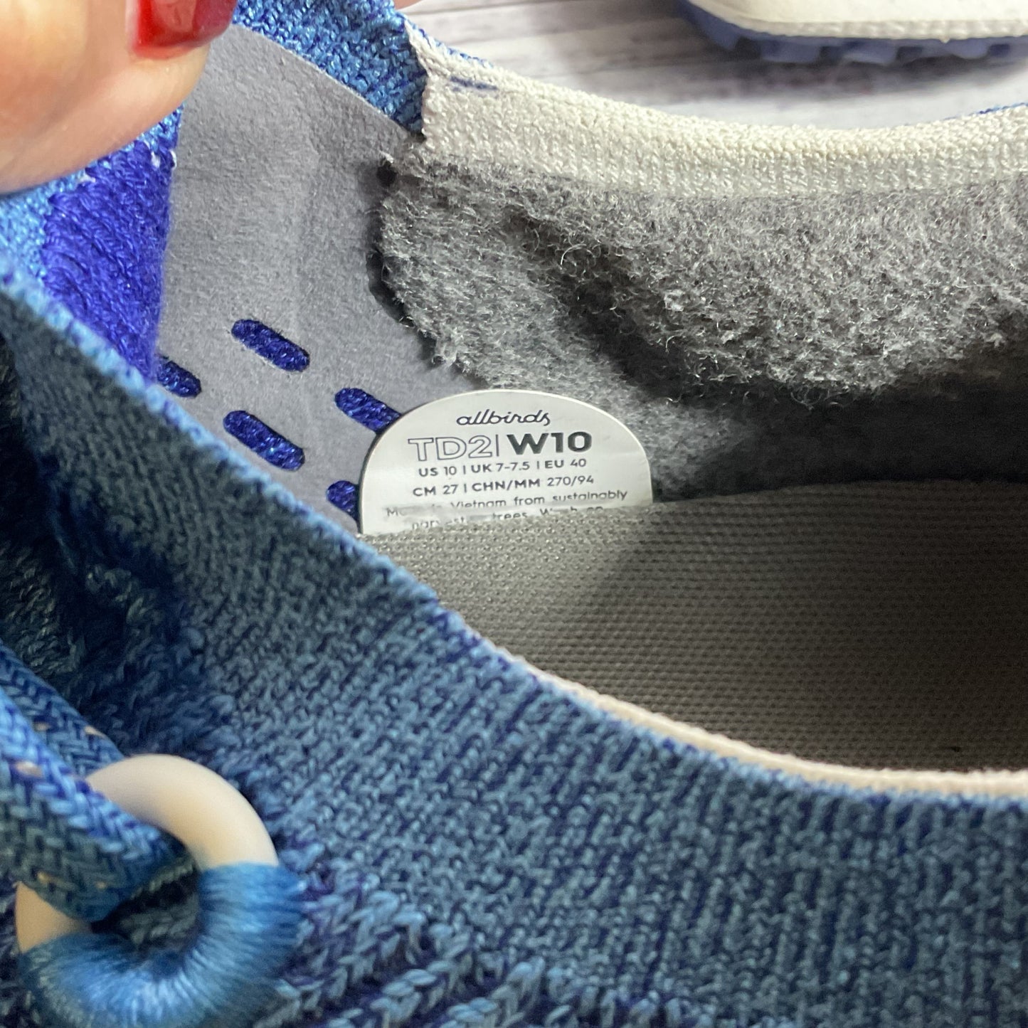 ALL BIRDS TD2 Women's Blue Sneakers- SZ 10