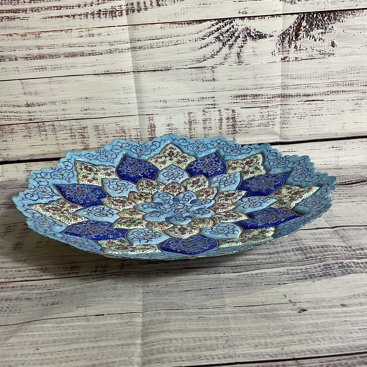 VTG. Minakari Persian Enamel Decorative Hanging Plate- 11.75"
