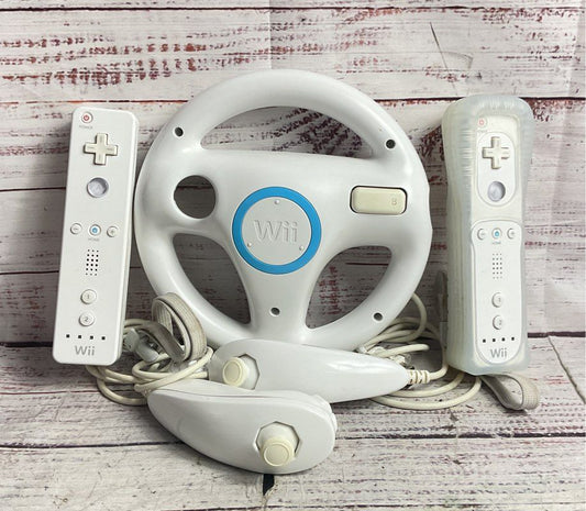 Nintendo Wii Steering Wheel Controller Set White