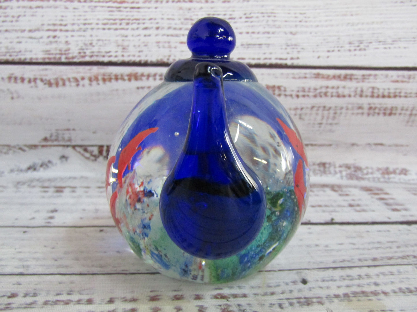 Dynasty Gallery Handblown Glass Fish Teapot Paperweight