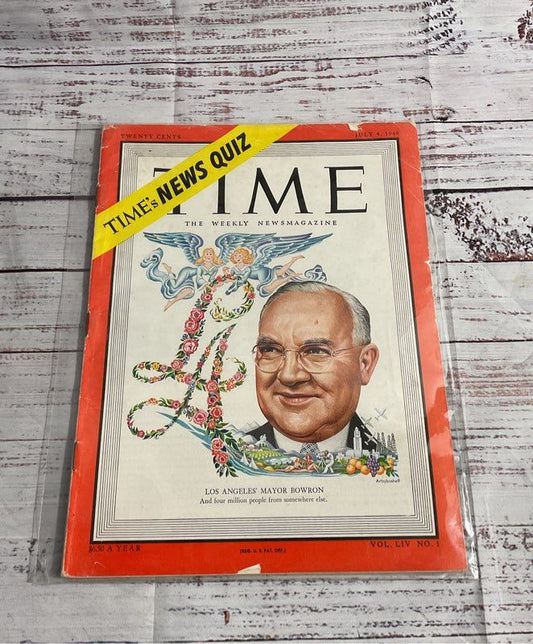 Time Magazine Vintage Original Issue July 4, 1949 Los Angeles' Mayor Bowron