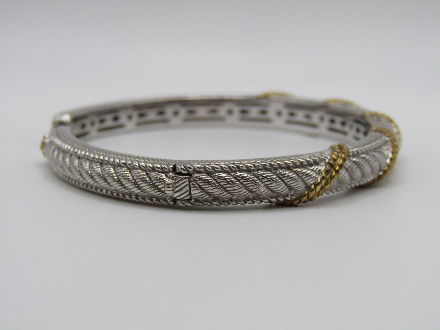 Judith Ripka Sterling Silver 2 Tone Rope Cuff Bracelet