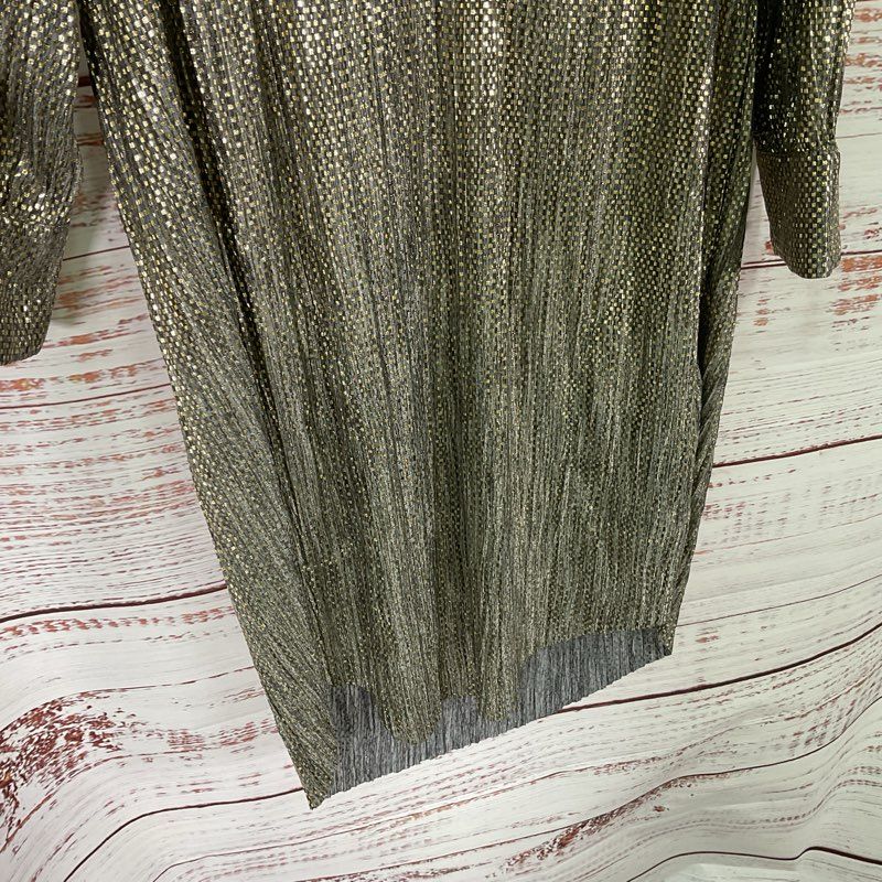 NWT Sabina Musayev Boca Gold Check Neck Tie Long Sleeve Mini Casual Dress Size S