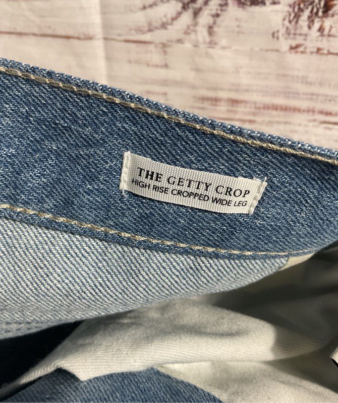 NWT Rails Getty Crop Light Indigo Patchwork High Rise Cropped Wide Leg Jeans 24