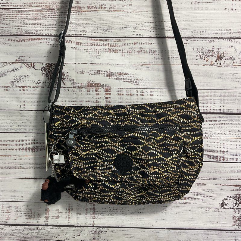 NWT Kipling Syro Disco Glam Print Nylon Crossbody Bag w/ Monkey Keychain