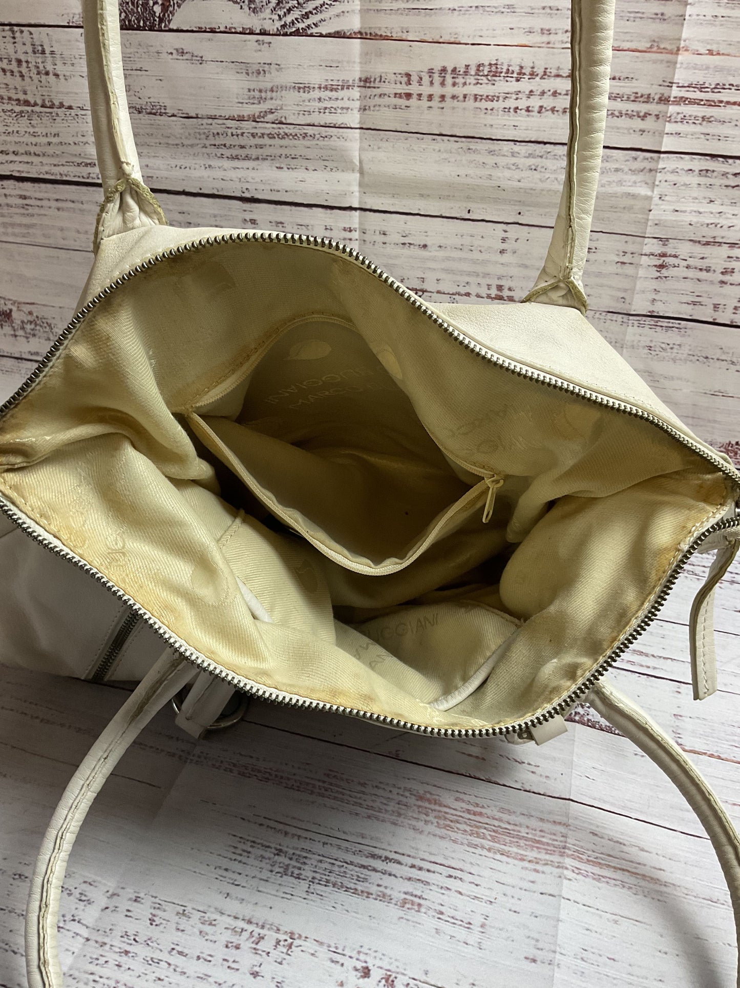 Marco Buggiani White Leather Purse Handbag