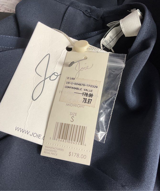 Joie Keyhole Short Sleeve Blouse Navy S