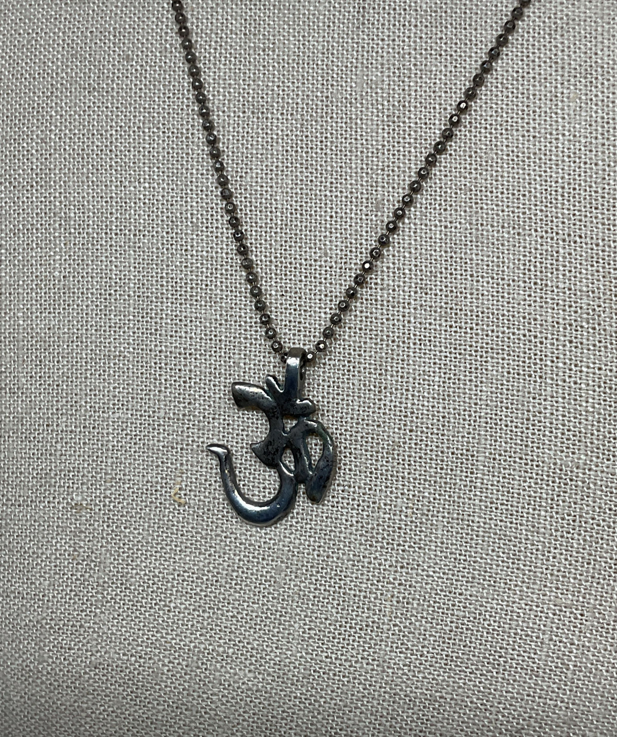 Sterling Silver Chain Necklace Om Pendant Pearl Accent