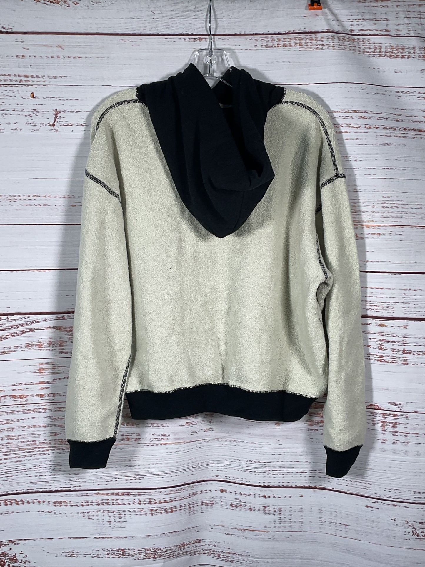 Aya Muse White Black Trim Cotton Pullover Hoodie NWT - Size S