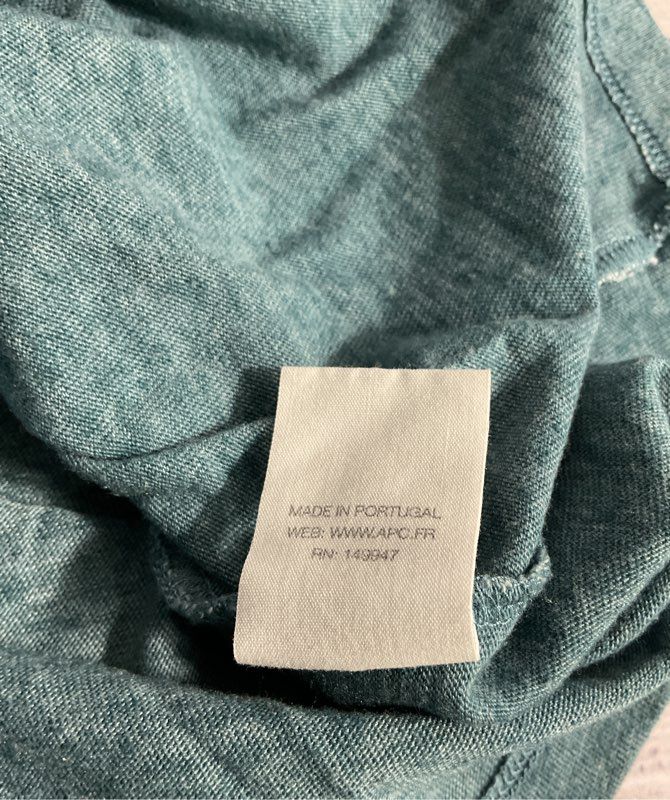 A.P.C. Rue Madame Paris Blue Cotton Blend T-Shirt Size L