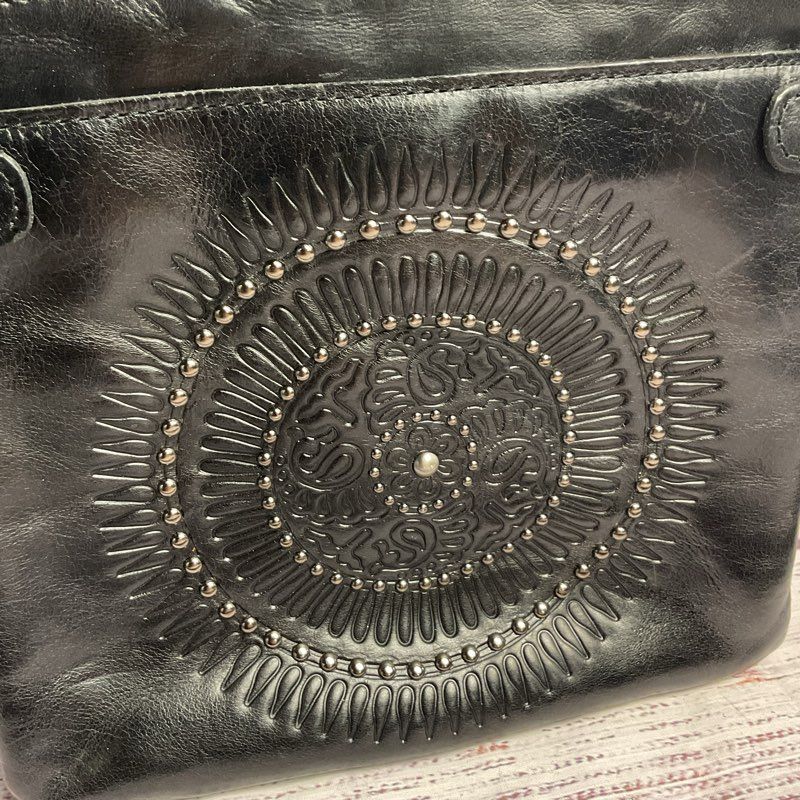 Patricia Nash Black Leather Embossed Leather Shoulder Bag