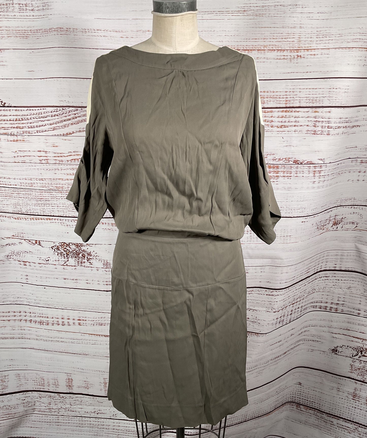 Marni Gathered Waist Knee Length Dress Taupe 40