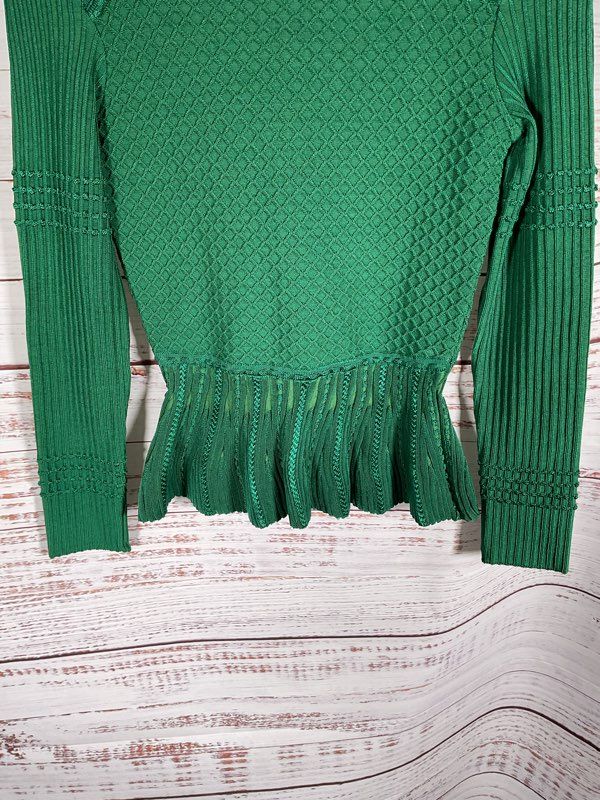 Paola Bernardi Women's Sarah Mixed-Knit Raglan Sleeve Peplum Top Size S