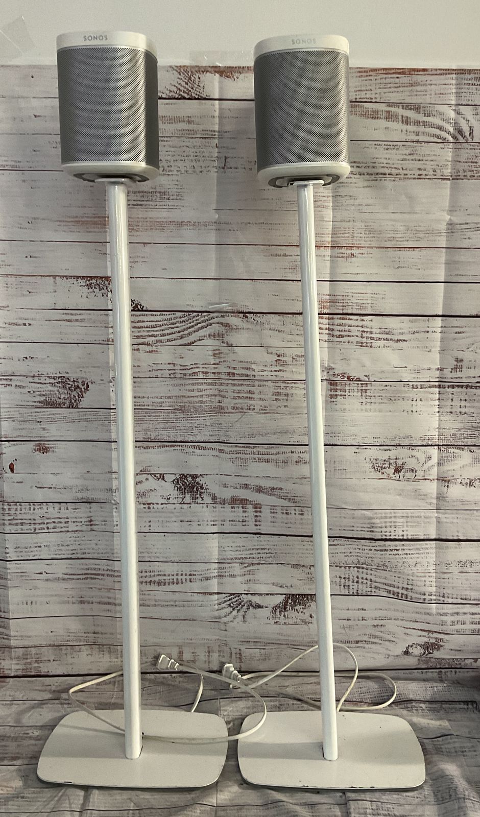 Sonos Play 1 Speakers With Flexson Floor Stands White