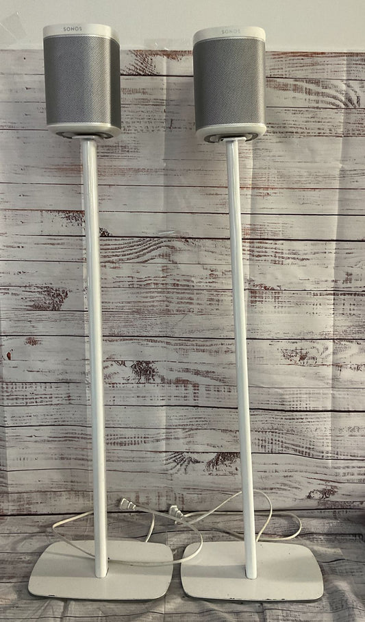 Sonos Play 1 Speakers With Flexson Floor Stands White