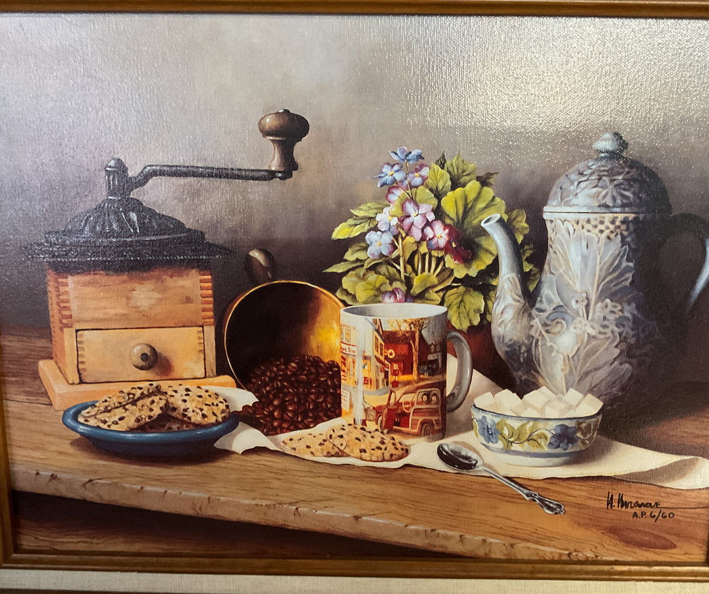 Morning at Grandma's Framed Canvas Print Signed By H. Hargrove