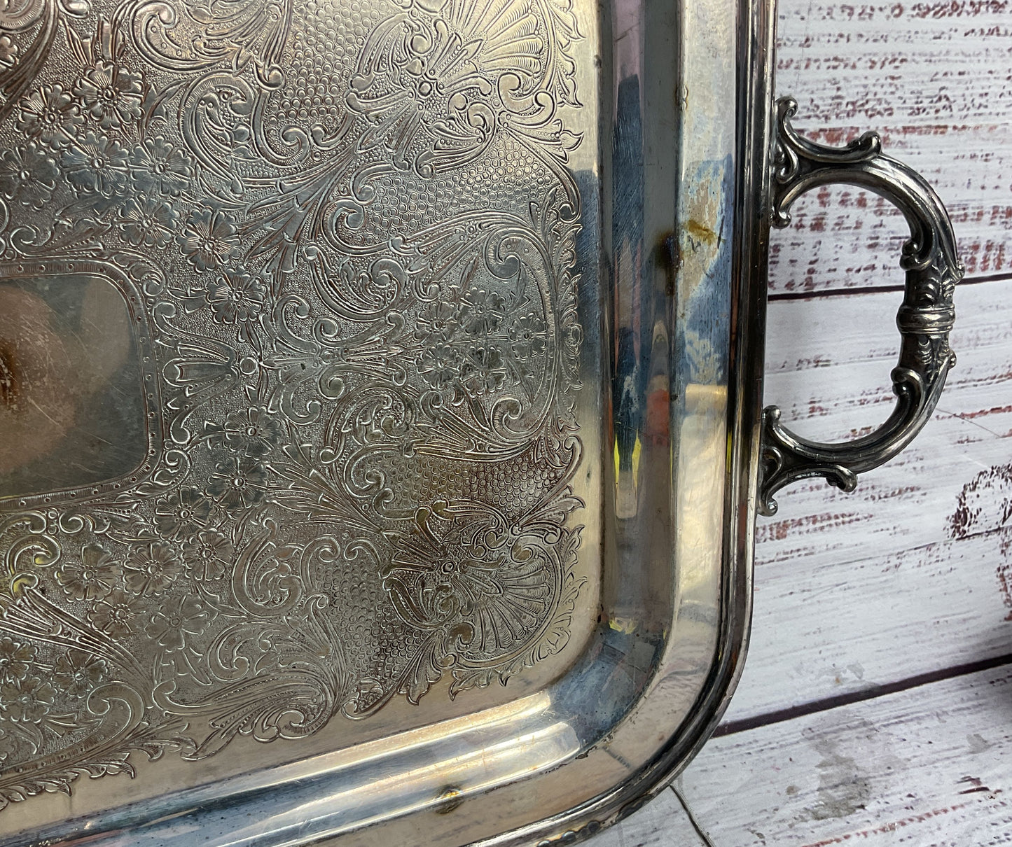 Marshall Field & Co. Silverware Vintage Engraved Serving Tray Silverplate