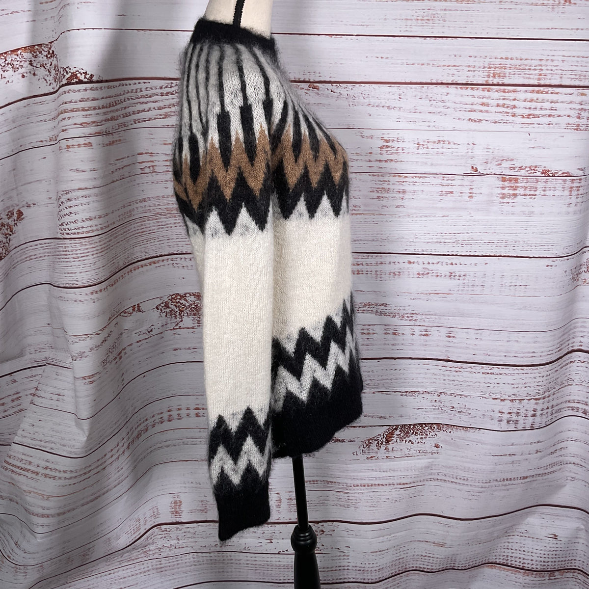ERDEMA X H&M Cream Black Brown Knitted Mohair Blend Sweater - SZ XS
