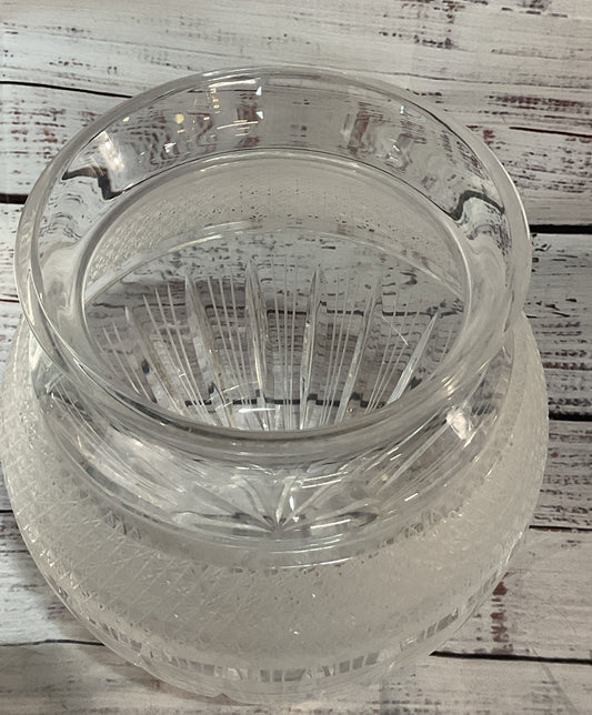 Vintage Bohemian Cut Glass Vase Clear Crystal