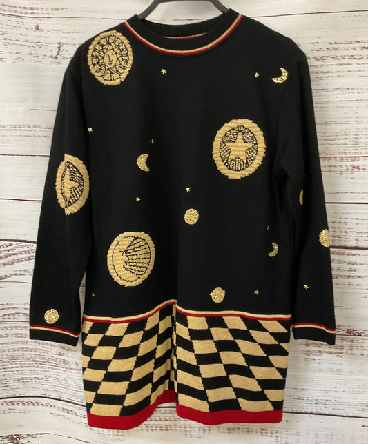 Griffith Gray for St. John Women's Black Astrological Wool Blend Knit Sweater