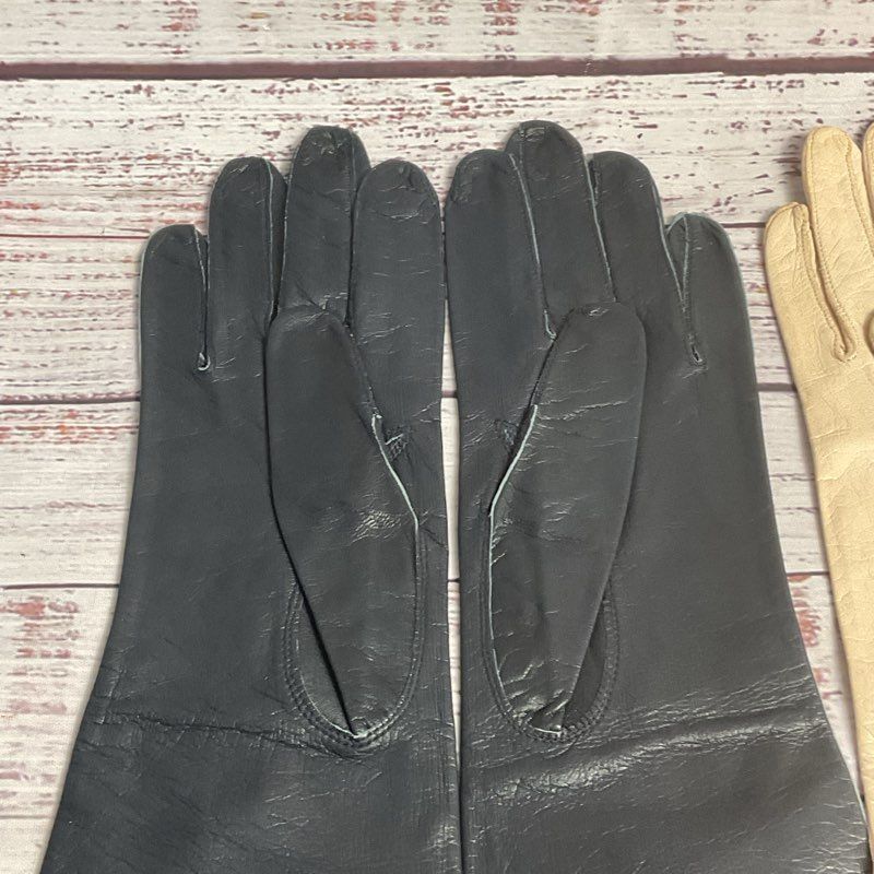 Mixed Lot of 3 Pairs of Vintage Kidskin Mid-Arm Gloves Women's Size Small