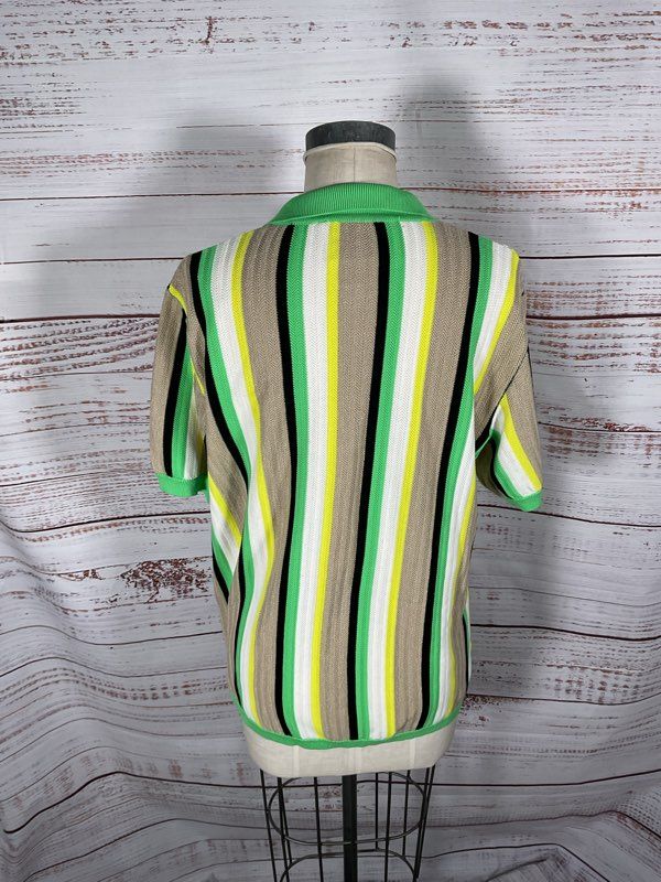 Amaranto Womens Multicolor Striped Buttoned Collared Shirt Linen Blend XXL Italy