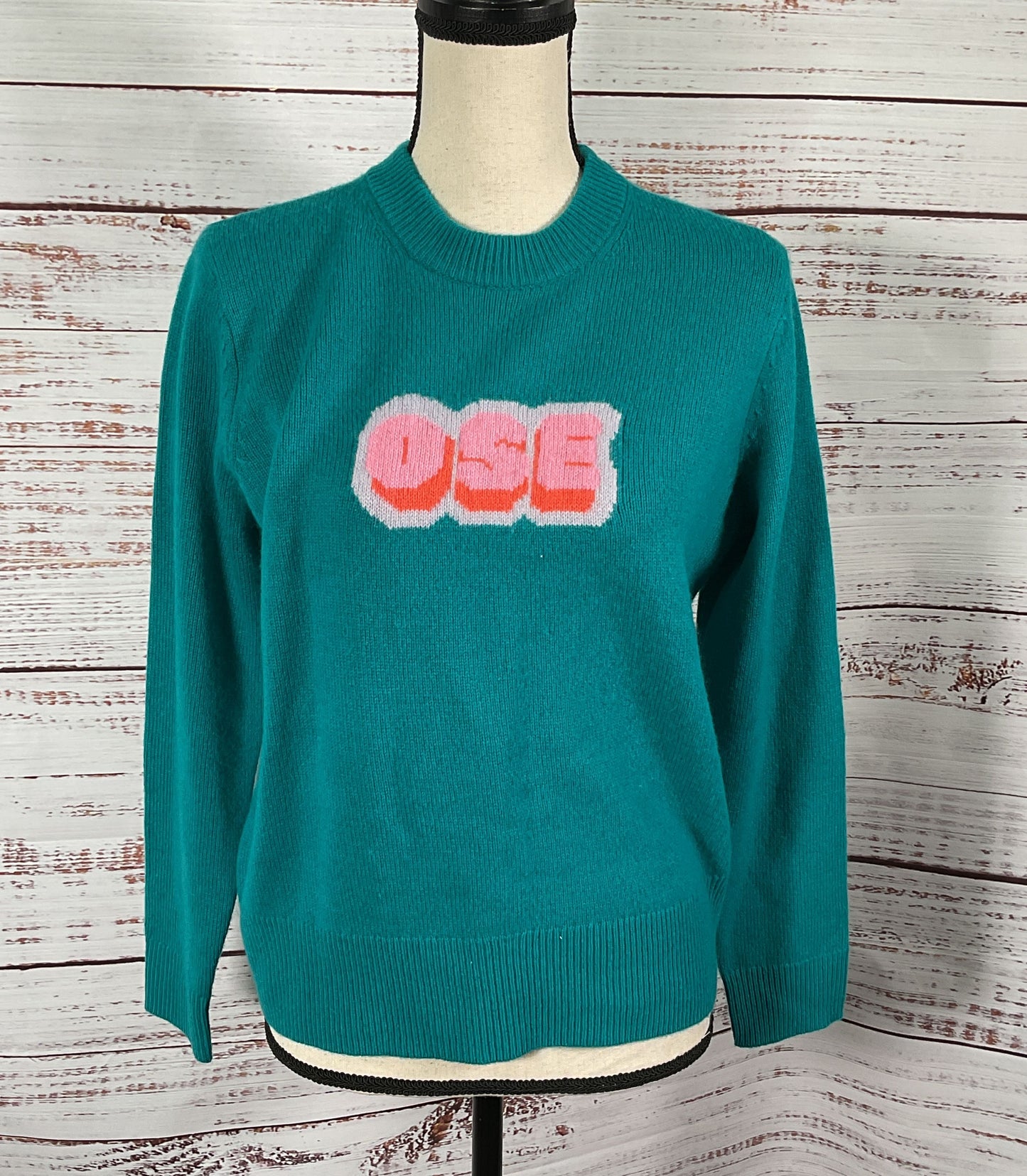 Galeries Lafayette Wool Cashmere Pull Sadie Ose Sweater Green M