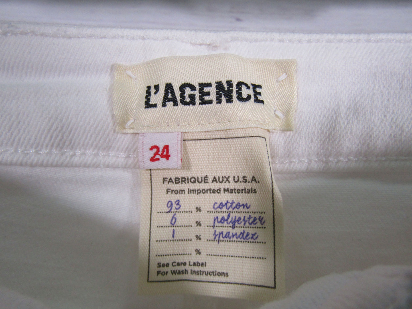 L'Agence Kendra Women's White High Rise Cropped Flare Jeans Size 24