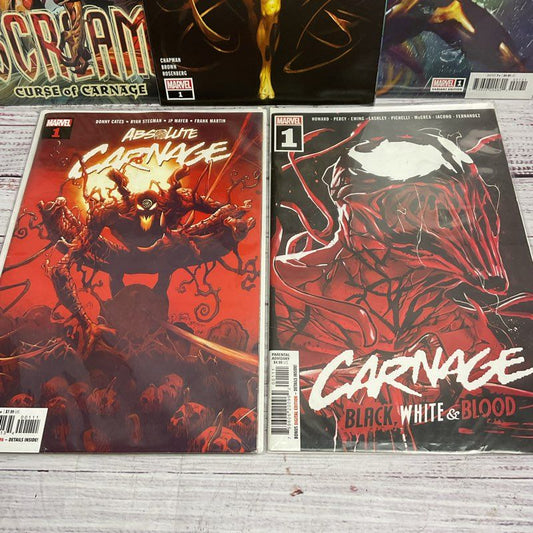 Carnage & Scream 5 Pc. Mixed Marvel Comic Lot Absolute King In Black White Blood