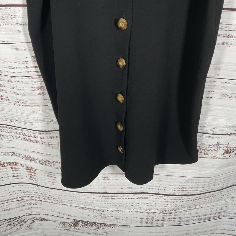 Sezane Black Short Sleeve Sadie Button Up Dress - Size S