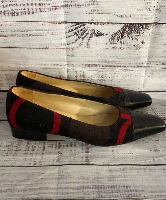 Salvatore Ferragamo Square Toe Logo Pattern Pump Heels Multicolor 8