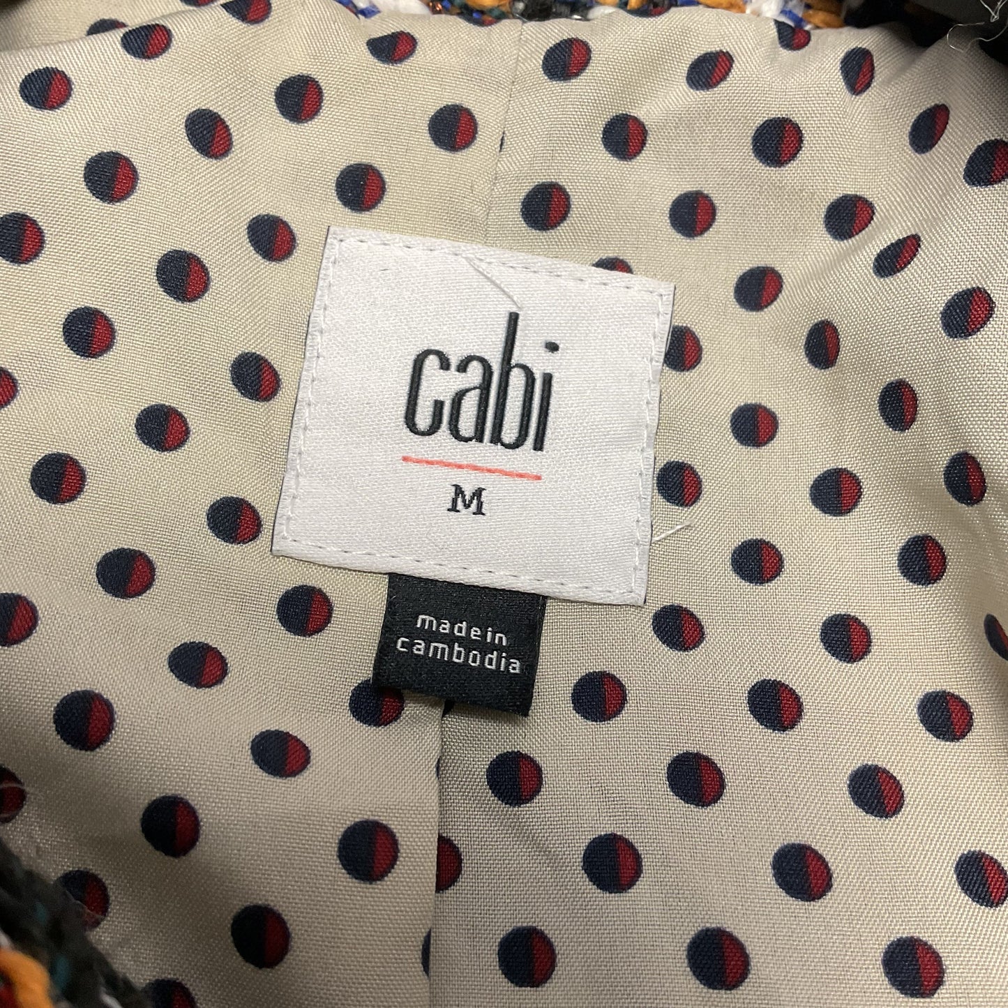 Cabi Regency Multicolor Plaid Fringe Wool Blend Coat - Size M