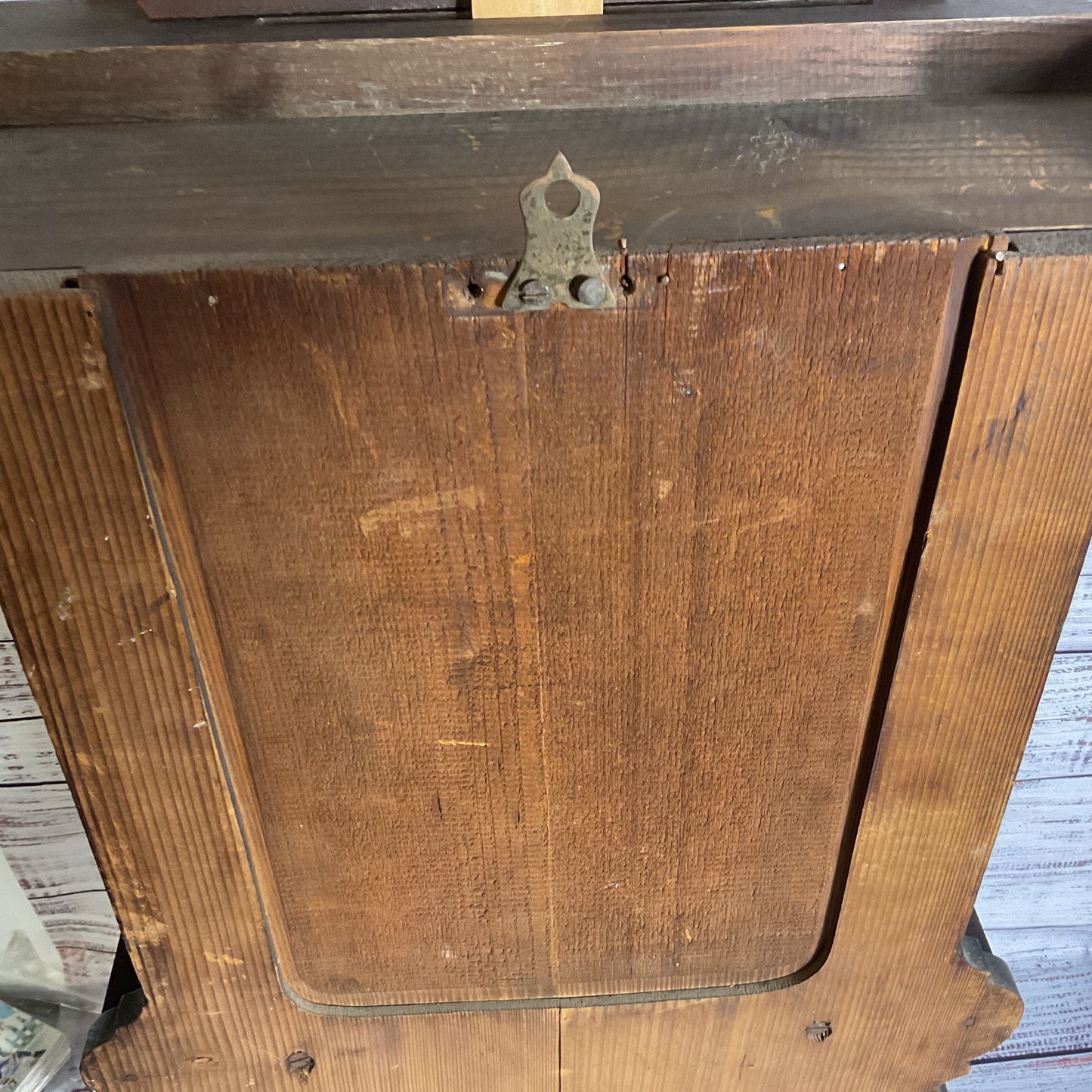 ANTIQUE German Oak Wood Pendulum Wall Clock with Keys- 28"