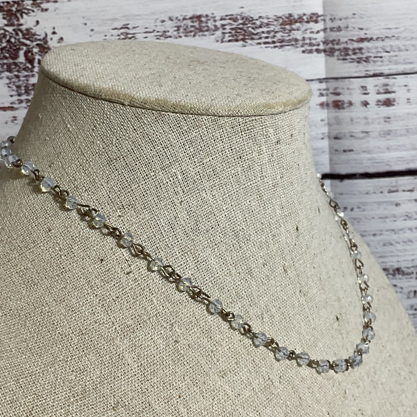 Sterling Silver Rhinestone Beaded 17" Necklace- 7g