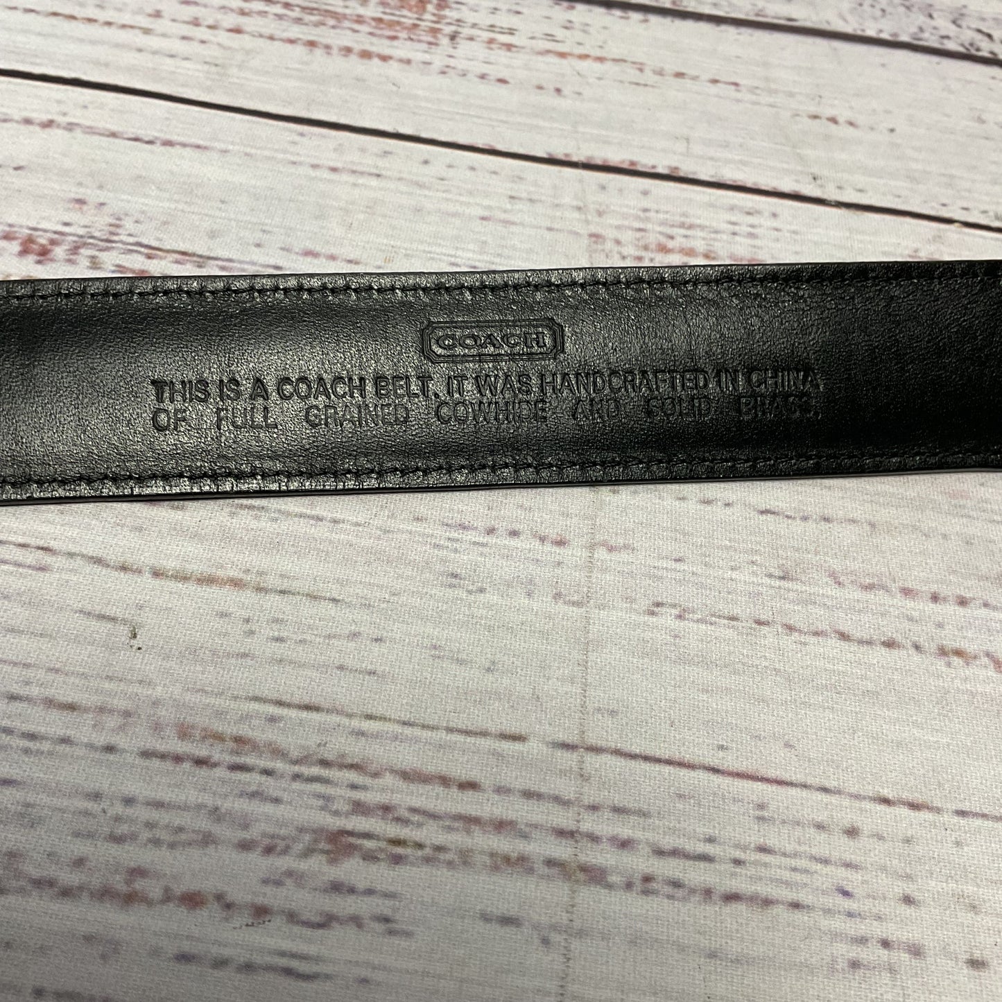 Coach Black British Tan Full Grain Leather 5913 Belt - Size 36"