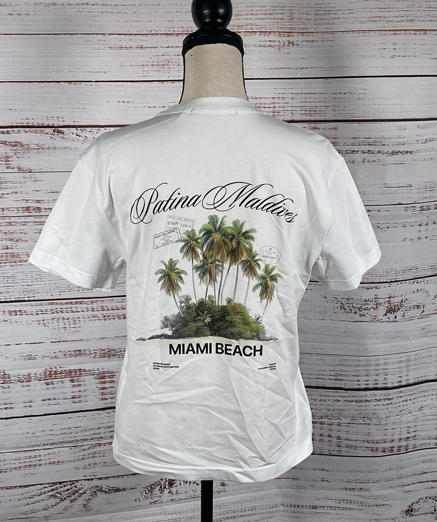 STAMPD Patina Maldives Miami Beach T Shirt White S