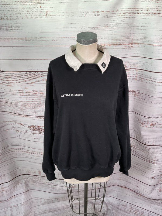 Astra Kidani Signature Collar Crewneck Black Sweater Size M Premium Cotton