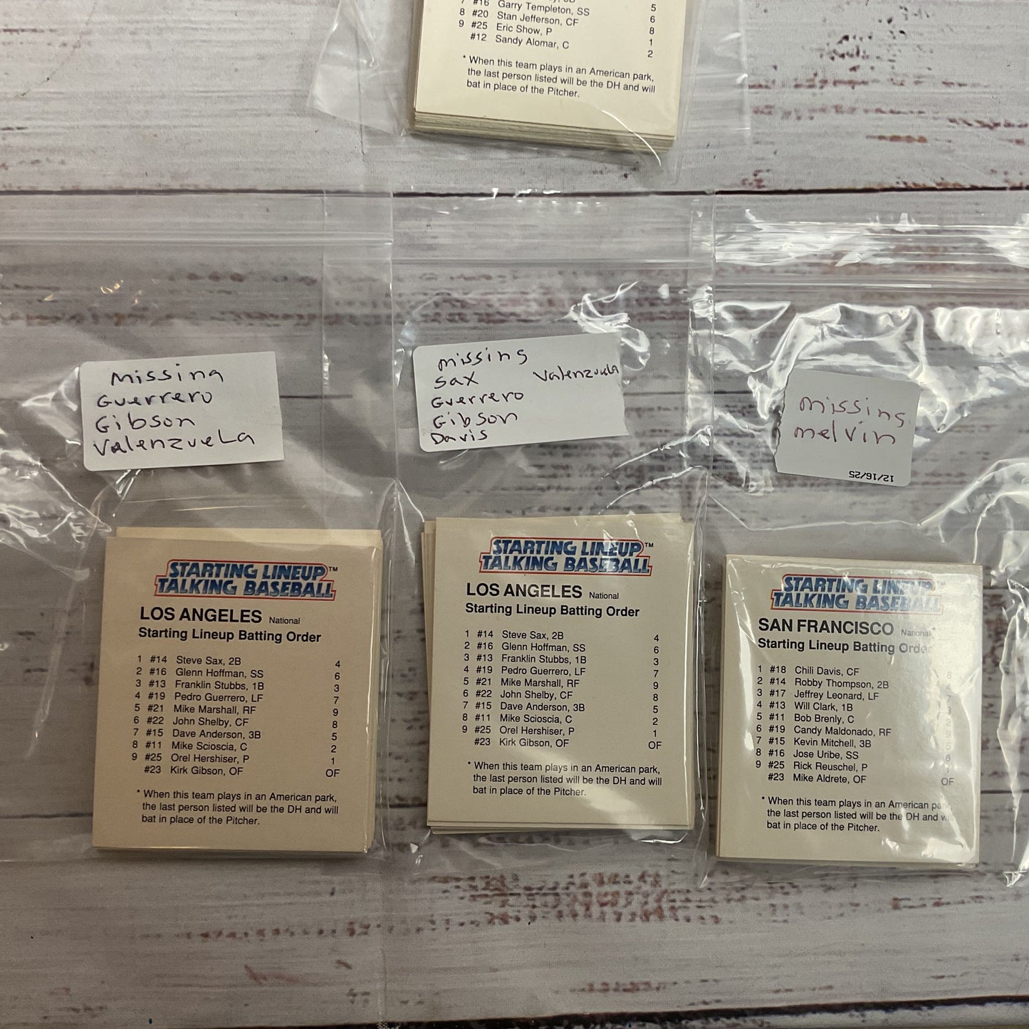 1988 Parker Brothers Starting Lineup Talking Baseball PADRES, DODGNERS, GIANTS