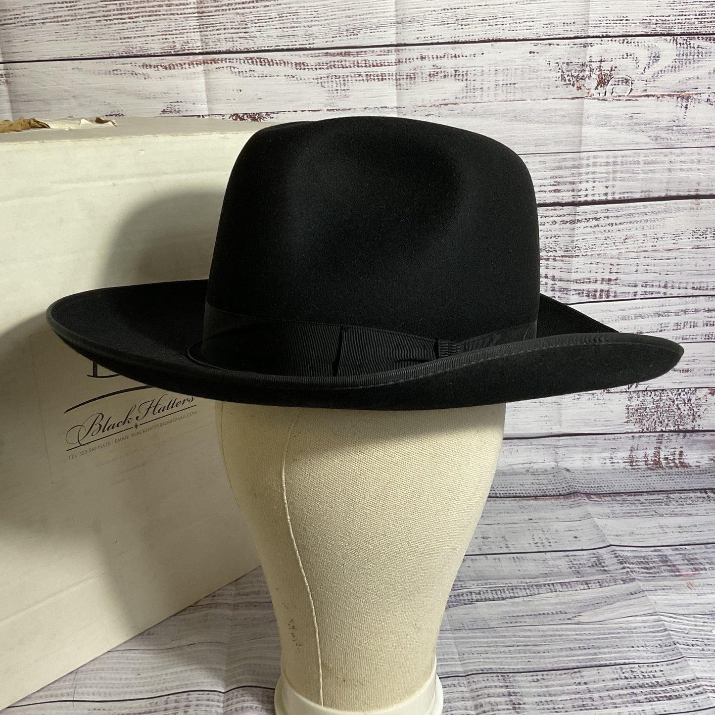 VTG. BORSALINO Men's Black Fedora Hat- SZ 22"