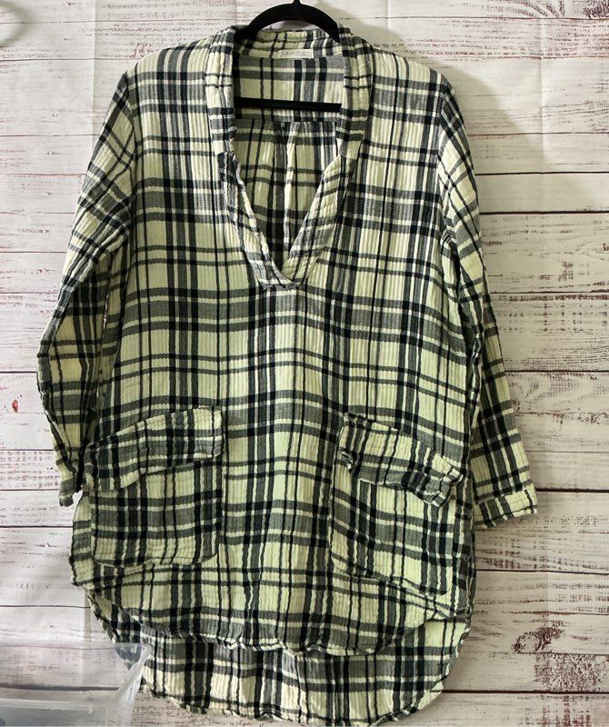 Free People x CP Shades Black & White Cotton Gauze Tunic Size XS Retail $150