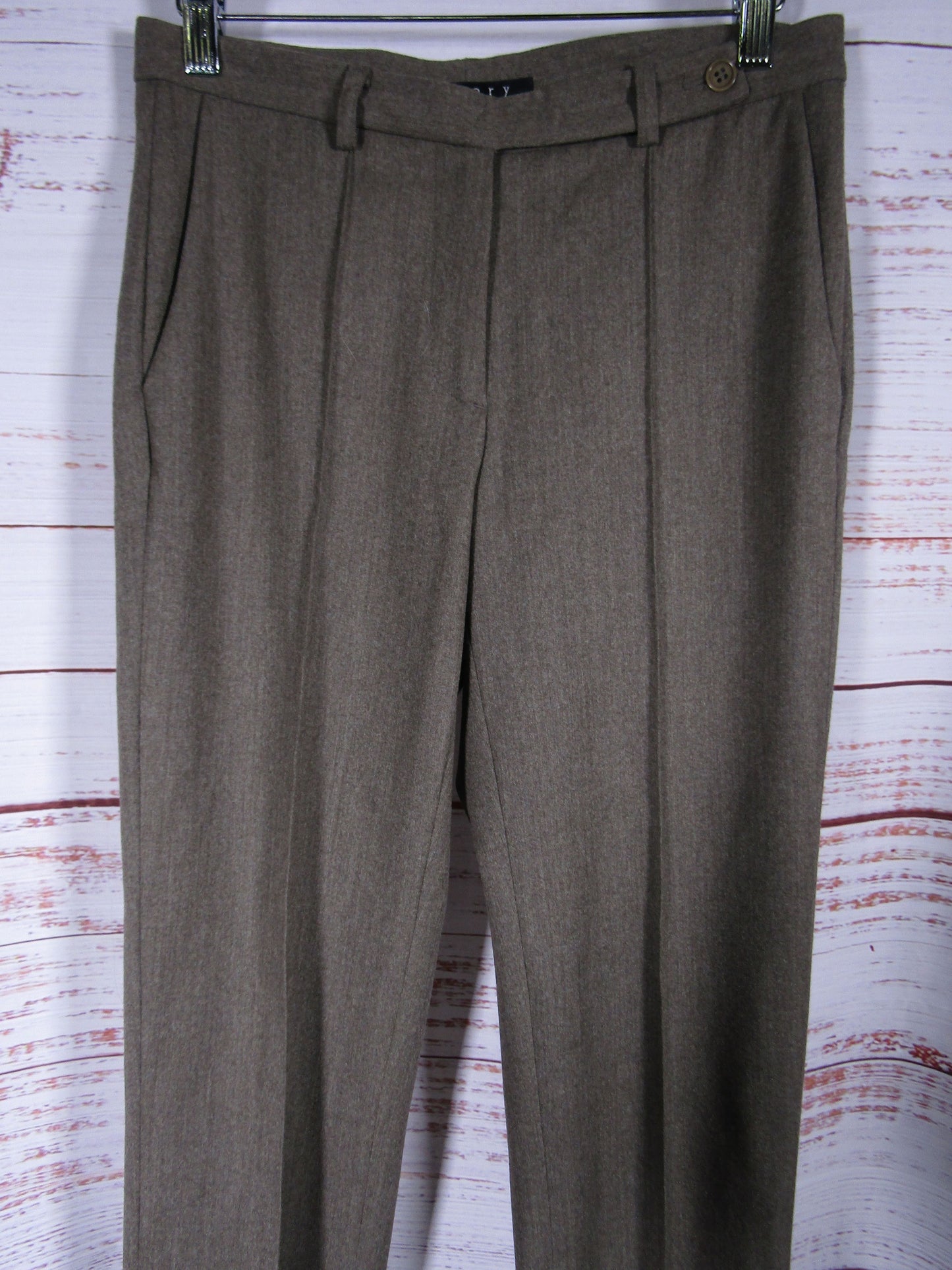 Theory Women's Green Wool Blend Trouser Pants Size 4