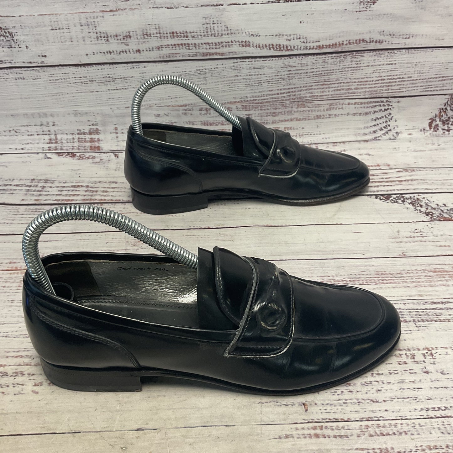 Silvano Sassetti Black Leather Distressed Horsebit Loafer Shoe Women Size 6.5