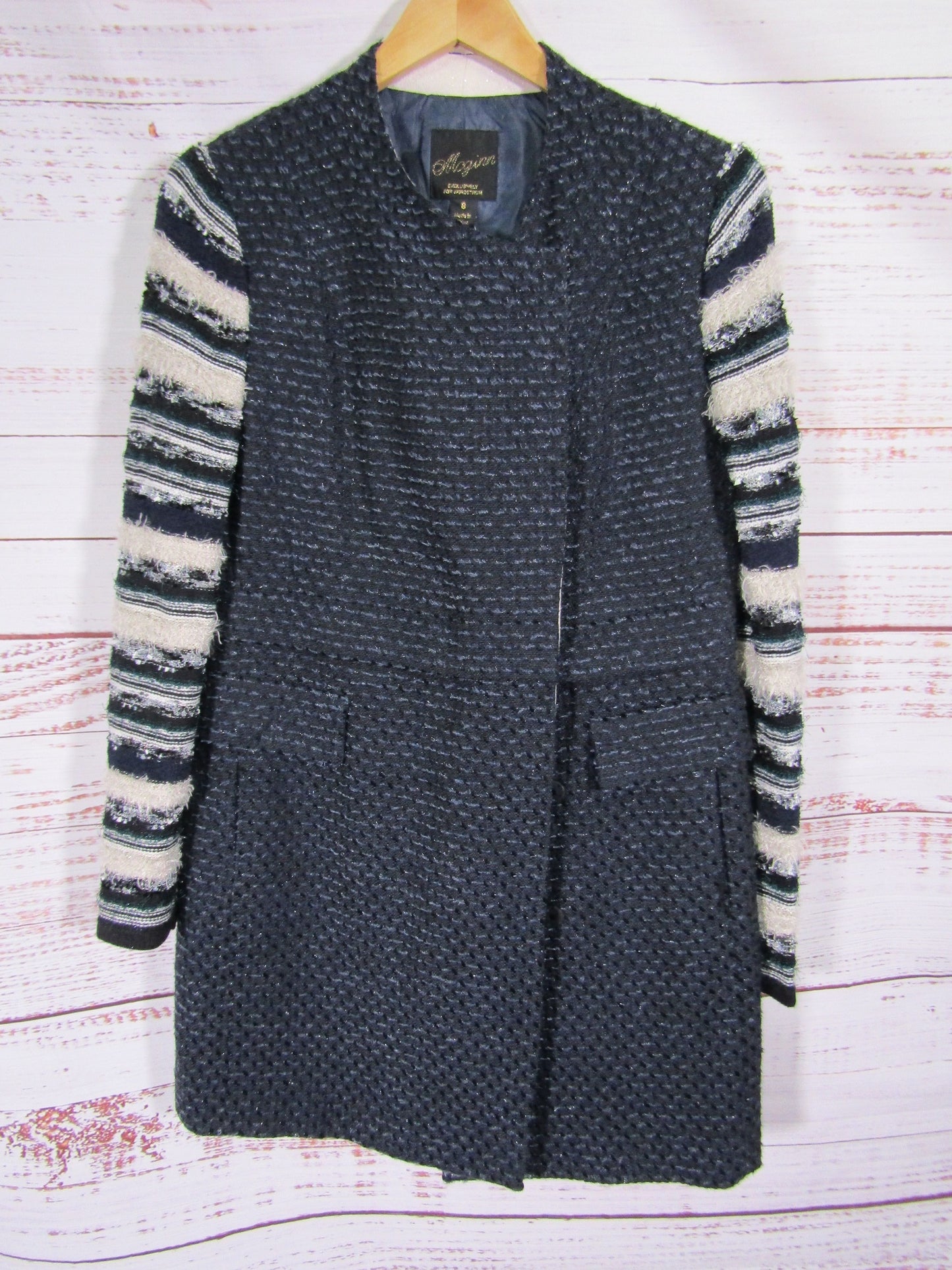 Mcginn for Nordstrom Women's Navy Blue Knit Coat Jacket Size 8