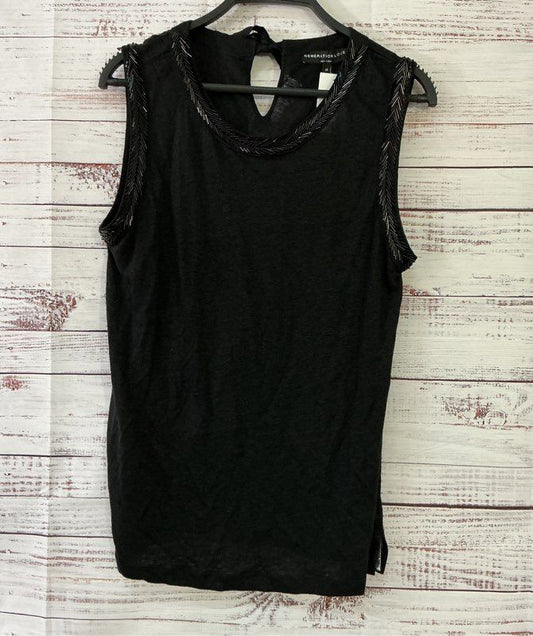 NWT Women's Generation Love Black Linen Top with beading Size M Retail $160