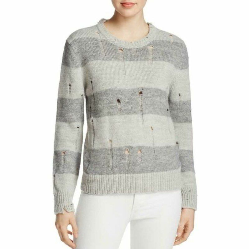 IRO Jeans Women's Stys Distressed Wool Striped Pullover Sweater Size S