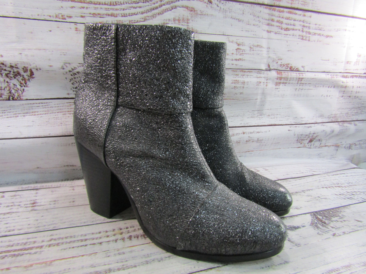 Rag & Bone Newbury Women's Gray Textured Leather Ankle Zip Boots Size 11