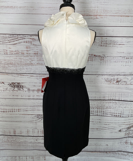 JS Collection Ruffle Collar Sheath Cocktail Dress White Black 4P