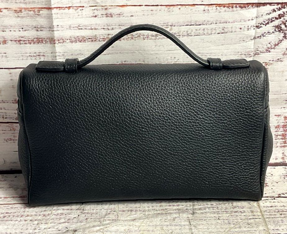Loro Piana Leather Extra Pocket 19 Top Handle Bag Black Antique Silver