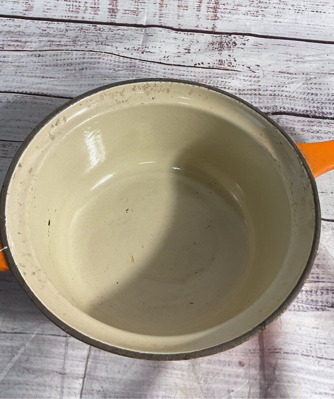 Vintage Le Creuset France #18 Sauce Pan Pot Orange Enamel France-No Lid