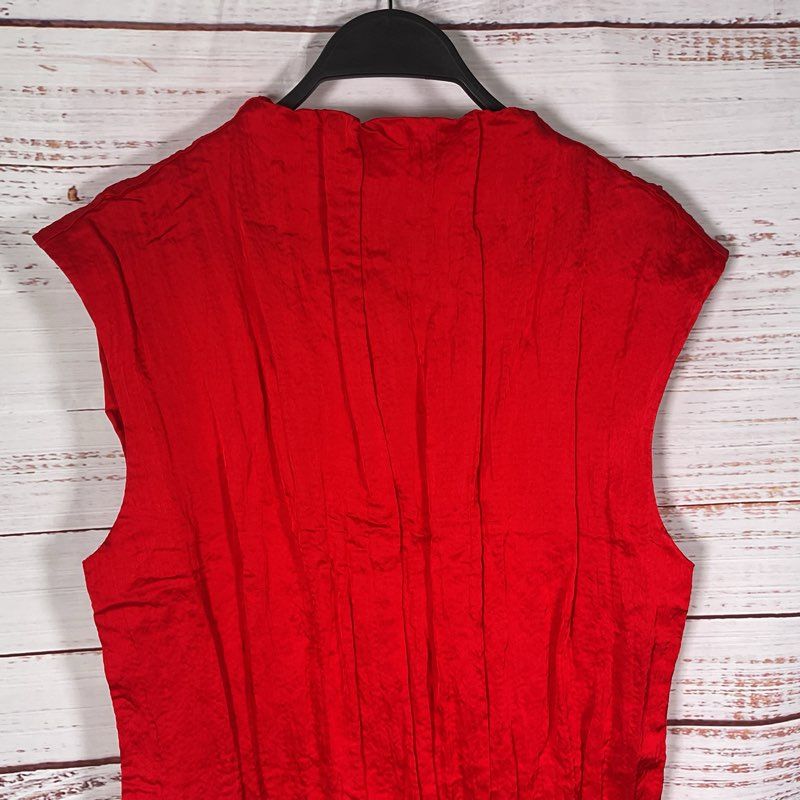 & Other Stories Red Mockneck Crepe Midi Casual Dress - Size Medium